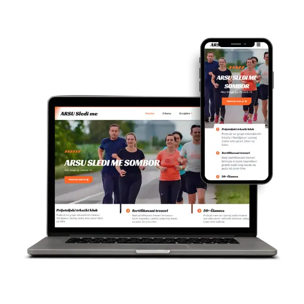 Sports association website for ARSU Sledi Me by TechnoLogic Web